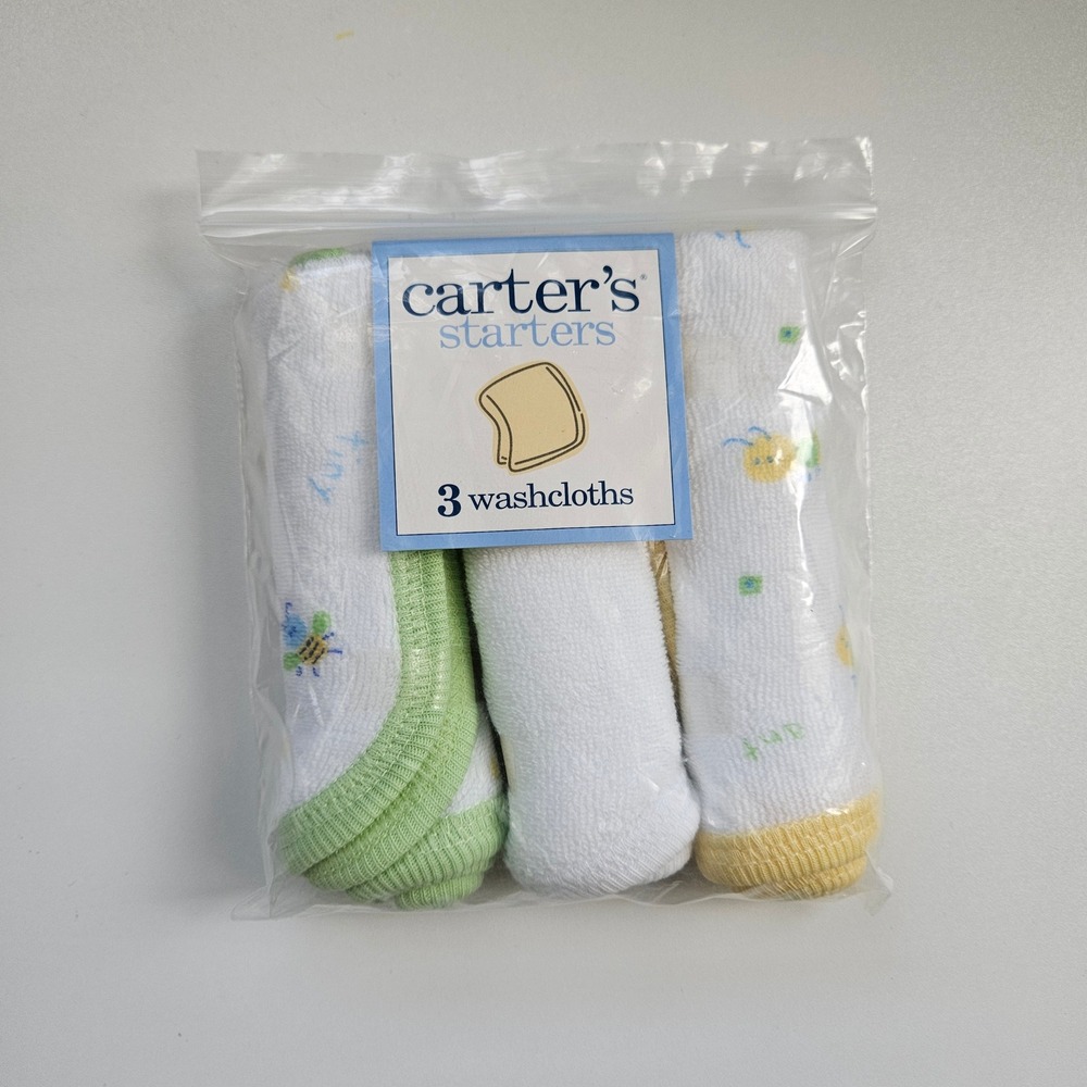 Vintage Carters Starters 3 Pack Baby Washcloths Bee Caterpillar‎